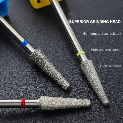 Nail Drill Bits Set - 3pcs 3/32 Inch Electric Manicure Nail File Bits with Storage Box for Home Salon Care