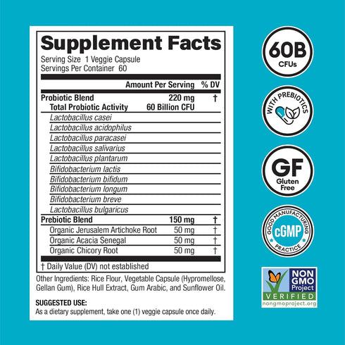 Physician's CHOICE Probiotics 60 Billion CFU, 10 Strains + Organic Prebiotics for Immune and Digestive Health