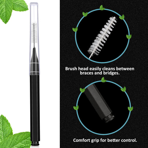 Patelai 50 Pieces Braces Brush, Interdental Brush Toothpick, Dental Hygiene Tool, Black & White