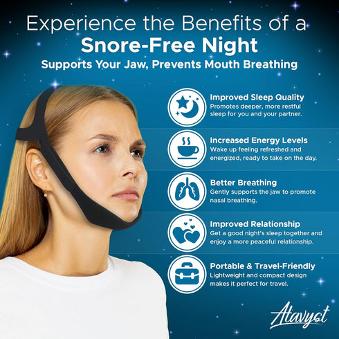 Anti Snoring Chin Strap for Men and Women - Airflow Jaw Strap, Effective Snore Solution for CPAP Users