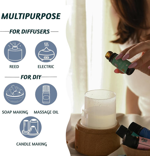 Folkulture Sleep Essential Oils Set for Diffusers, Pack of 3 Pure Oil Scents - Vanilla, Rosemary, Eucalyptus, Lavender
