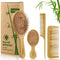 MRD Hair Brush Set, Natural Bamboo Comb Paddle Detangling Hairbrush, Wide-tooth & Tail Comb for All Hair Types