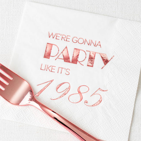 Crisky 40th Birthday Cocktail Napkins, Rose Gold, 50 Pcs, 3-Ply, Party Supplies for Cake Dessert Beverage Table