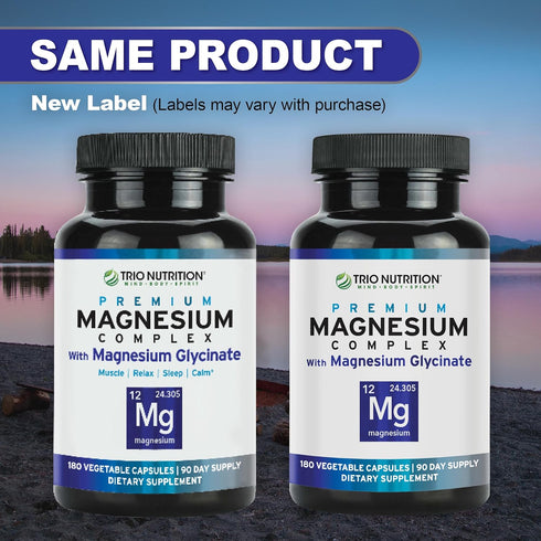 Trio Nutrition Magnesium Complex, 90 Day Supply, 420 mg | Natural Calm, Relax, Stress Relief, Muscle Recovery,