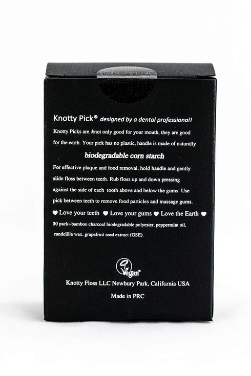 Knotty Floss Bamboo Activated Charcoal Floss Picks with Grapefruit Seed Extract - Eco-friendly 3 Pack