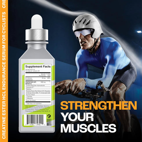 Cyclist-Optimized Creatine Serum, Cherry, 5.1 Fl Oz, Boosts Cycling Performance, Energy, Endurance & Focus