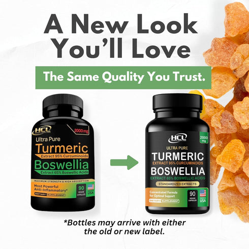 Turmeric Boswellia Extract Supplement, 2000 mg Extra Strength with 95% Curcuminoids, Made in USA