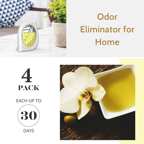 Air Freshener for Home, 4 Pack, Vanilla Essential Oils, Odor Eliminator for Small Areas, Up to 120 Days