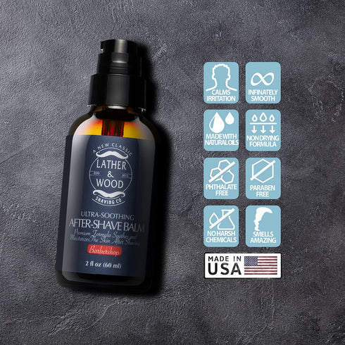 Lather & Wood Barbershop Aftershave for Men, Long-Lasting Fragrance, Non-Greasy Formula, Easy Pump Dispenser