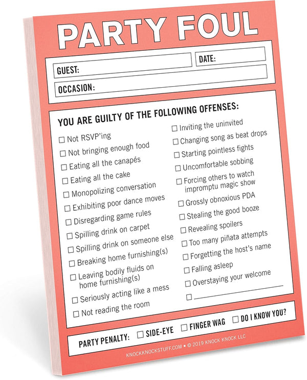 Knock Knock Party Foul Nifty Note, Checklist Memo Pad, 4 x 5.25-inches