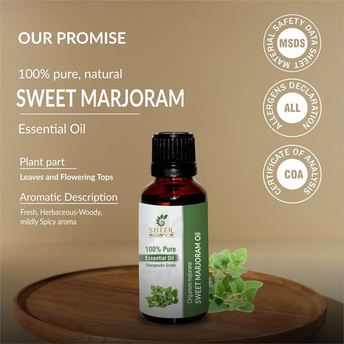 Sweet Marjoram Oil, 100% Pure Natural Undiluted Therapeutic Grade, 0.50 Fl.OZ (15 ML)