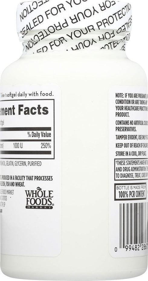 365 Everyday Value Vitamin D3 1000 IU, 250 Capsules