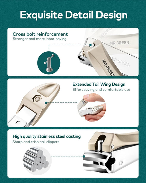 Nail Clippers for Thick Nails - Professional Nail Cutter with Catcher, Medical Grade Stainless Steel, Sharp and Durable