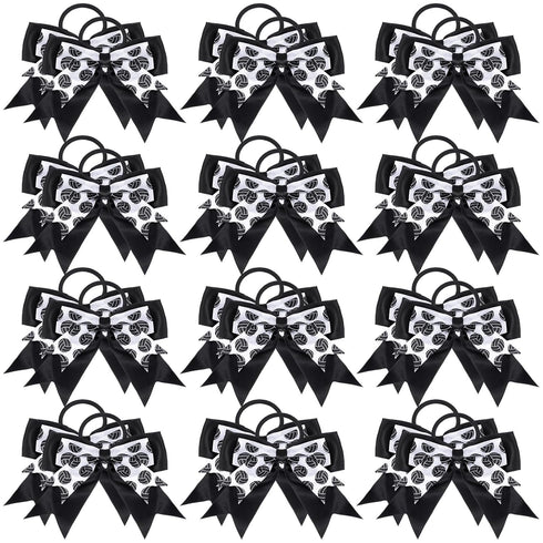 MTLEE Volleyball Hair Ties - 24 Pcs Black and White Bow Accessories for Girls and Women