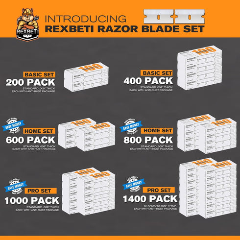 REXBETI 100PCS Industrial Single Edge Razor Blades, Suitable for Removing Labels, Decals, Stickers, and Old Paint