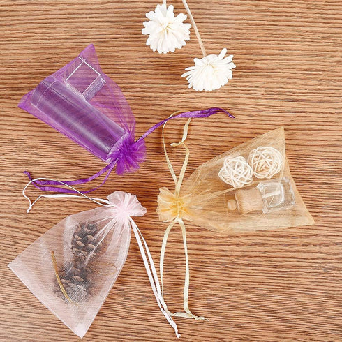Bouraw 120Pcs Organza Bags, 4x6 Inches with Drawstring, Mixed Color Jewelry Pouches for Wedding Party Christmas Favors
