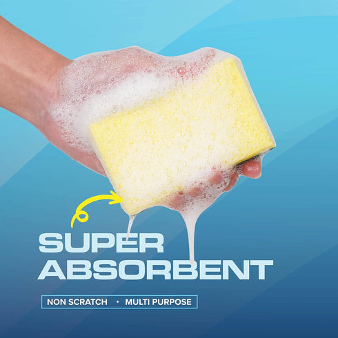 SCRUBIT 48 Pack Heavy Duty Scrub Sponges, Dual Sided Dish Sponge Ideal for Cleaning Kitchen, Dishes, Bathroom