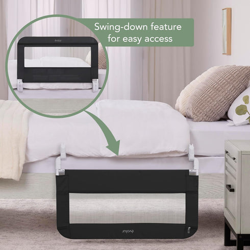 Snooze Evolur Shield Universal Swing-Down Guardrail in Black