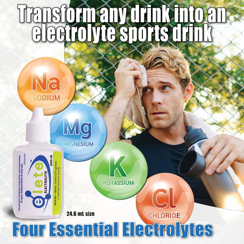 elete Electrolyte Add-In, 1 Pocket Bottle, 4 Essential Electrolytes Concentrate - All Natural, 24.6mL