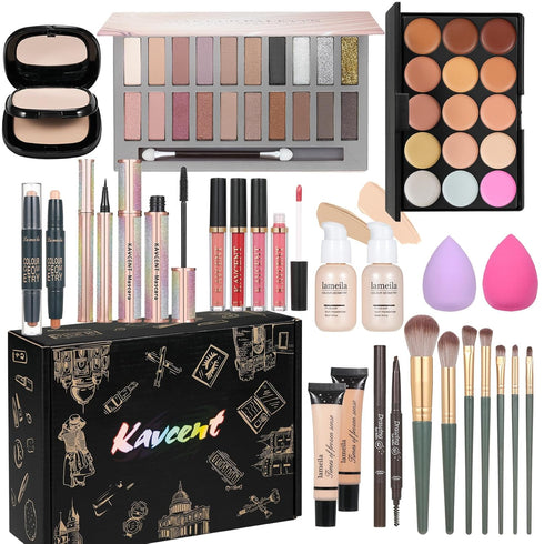 Makeup Set for Women, Full Kit with Eyeshadow Palette, Lipgloss, Foundation, Gift for Teens