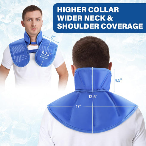 LotFancy Reusable Ice Pack for Neck & Shoulder, Flexible Gel Cold Wrap with Adjustable Straps for Pain Relief