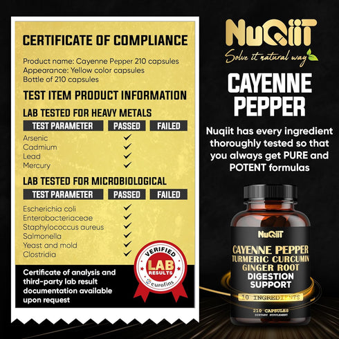 Extract 10:1 Cayenne Pepper Supplement with Turmeric Curcumin, Ginger Root, 210 Capsules for Immune Support