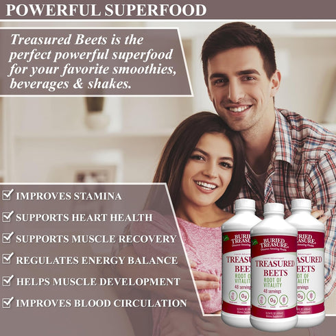 Buried Treasure Treasured Beets - 16oz Nitric Oxide Supporting Superfood Supplement (48 Servings)