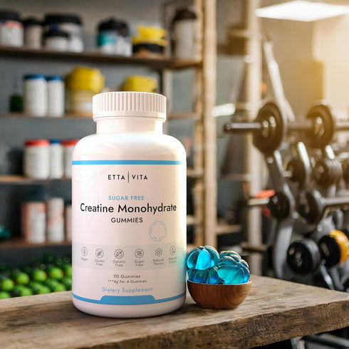 Sugar-Free Creatine Monohydrate Gummies (1g/Gummy) for Muscle Support, Energy, Cognitive Function - Non-GMO, Vegan