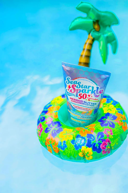 Sunshine & Glitter Sea Star Sparkle Biodegradable Glitter Sunscreen SPF 50, Mermaid Watermelon Lemonade, Water