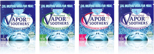Nasal Dilator Clips, 4-Scent Variety Pack (Peppermint, Wintergreen, Cinnamon, Lavender), 8 Count for Instant Relief