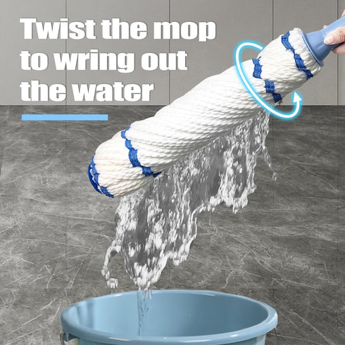 Self Wringing Twist Mop for Floor Cleaning, 18-inch Wide Microfiber Mop, 55 Inches Long Handle, Blue