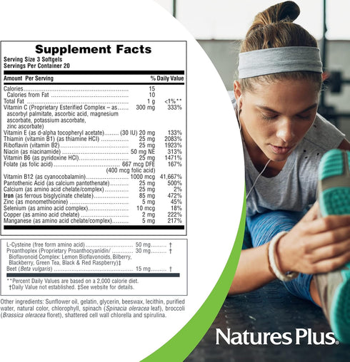 NaturesPlus Hema-Plex Iron - 60 Fast-Acting Softgels, Pack of 2, 85 mg Elemental Iron + Vitamin C - 40 Servings