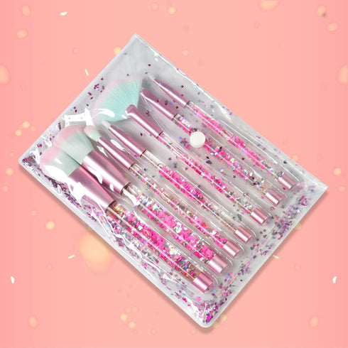 Unicorn Elf Makeup Brush Set, Glitter Foundation, Blush, Eye Shadow Brushes with Liquid Case for Girls