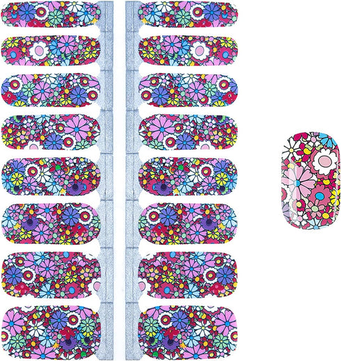 SILPECWEE Flower Nail Polish Strips | 5 Sheets Self Adhesive Nail Stickers with Nail File