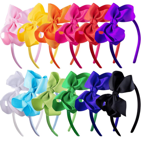 SIQUK 12 Pieces Bow Headbands for Girls - Boutique Grosgrain Headbands with Ribbon Bow in 12 Colors