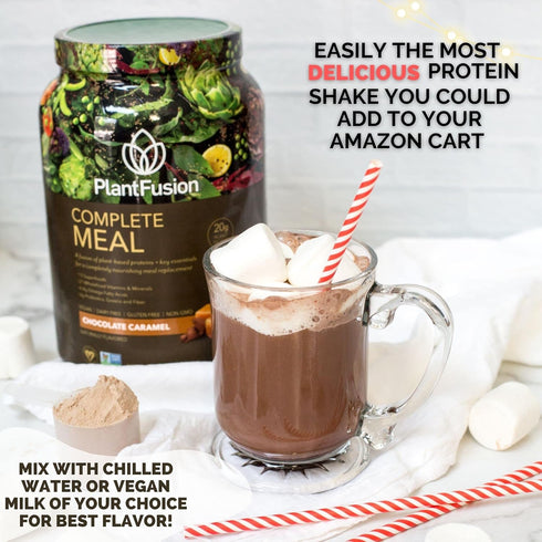 PlantFusion Complete Meal Replacement Shake, Vanilla, Plant Based Protein Powder with Superfoods, 1 lb