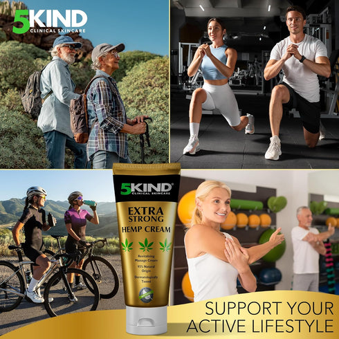 5kind Extra Strong Hemp Cream - Maximum Strength Soothing Relief Joint Cream for Lower Back, Joints, Neck, Knees,