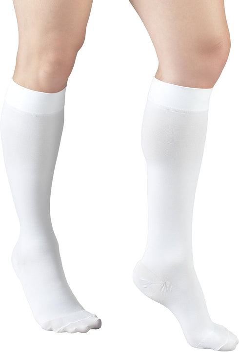 Truform 20-30 mmHg Compression Stockings, Knee High Length, Closed Toe, White, X-Large