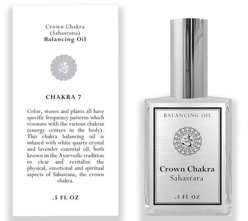 7th Chakra Balancing Oil - Sahasrara Crown Chakra Aromatherapy Roll On with White Quartz and Lavender