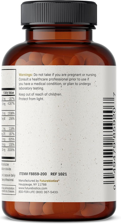 Futurebiotics Vitamin B Complex with Vitamin C, 200 Vegetarian Capsules for Energy & Immune Support