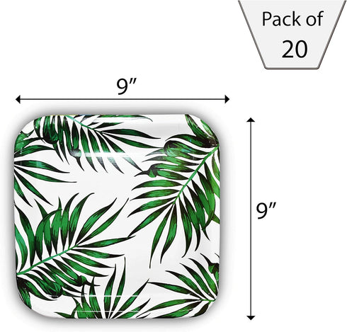 SOLAS Paper Palm Leaf Plates - Fully Compostable Jungle Party Plates, Eco-Friendly, Pack of 20, 9 Inch