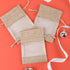 WRAPAHOLIC 20 pcs Burlap Drawstring Gift Bag - 4x5.5 inch Tan with One Side Organza Wedding Party Favor Bags