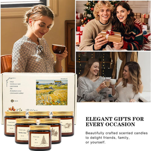 Set 12 Pack 6 2 Scented Candles Gift for Home, Aromatherapy Soy Candles, Fragrance Scents with Gift Boxes, Long Lasting