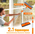Squeegee for Window | 2-in-1 Window Cleaner Sponge and Soft Rubber Strip with Telescopic Extension Pole 18”-29” | Window Washer for Shower, Car Windshield, Mirror, Glass Cleaning