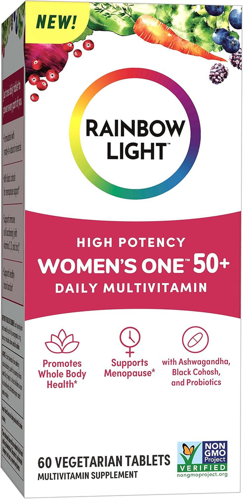 Rainbow Light Multivitamin for Women 50+, 60 Tablets, Vitamin C, D & Zinc, Probiotics for Immune Support