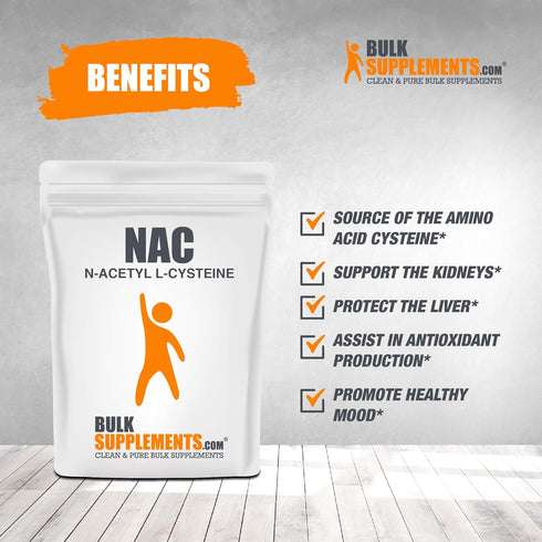BulkSupplements.com NAC Powder - N-Acetyl Cysteine 600mg, NAC Supplement - Antioxidant Support, Gluten Free - 600mg per Serving, 166 Servings, 100g (3.5 oz) (Pack of 1)