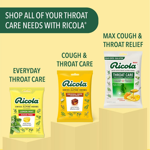 Ricola Honey Herb Cough Drops, 45 Count, Fair Trade Honey & Natural Menthol, Cough Suppressant & Throat Relief