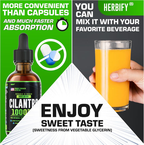HERBIFY Cilantro Tincture, Herbal Supplement for Detox, Antioxidants, Heart and Body Cleanse, 4 Fl Oz