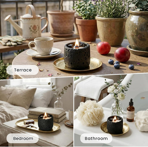 LUXE COVE (500 Scented Candle, Soy Candle, Non-Toxic Aroma Candles, Ebony Scented, Obsidian Crystal, Gift for Women