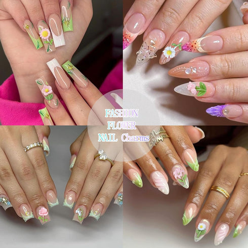 VOTACOS Flower Nail Charms, Summer Nail Art Supplies, Colorful Flower Nail Gems for Women Nail Design